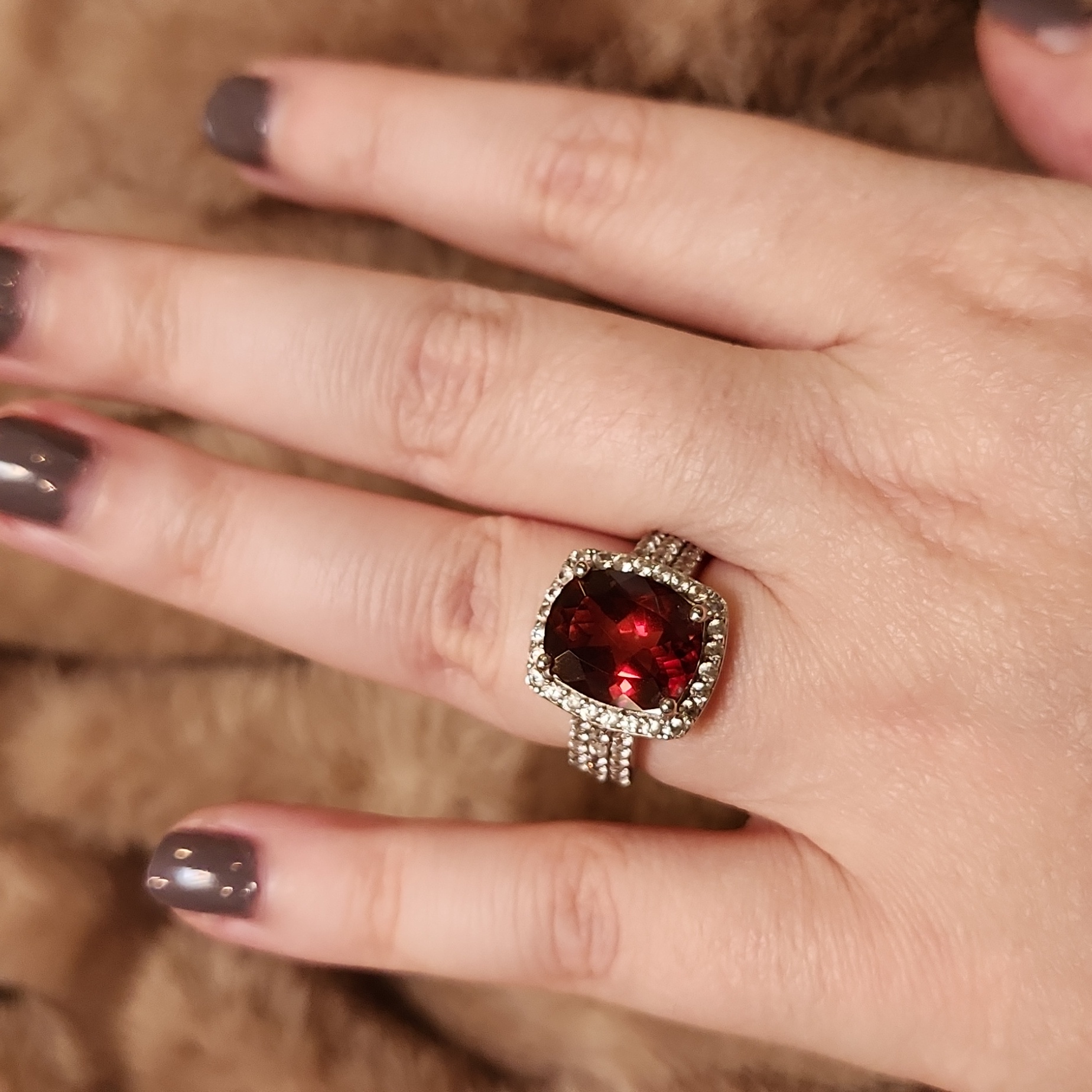 Red Labradorite Ring